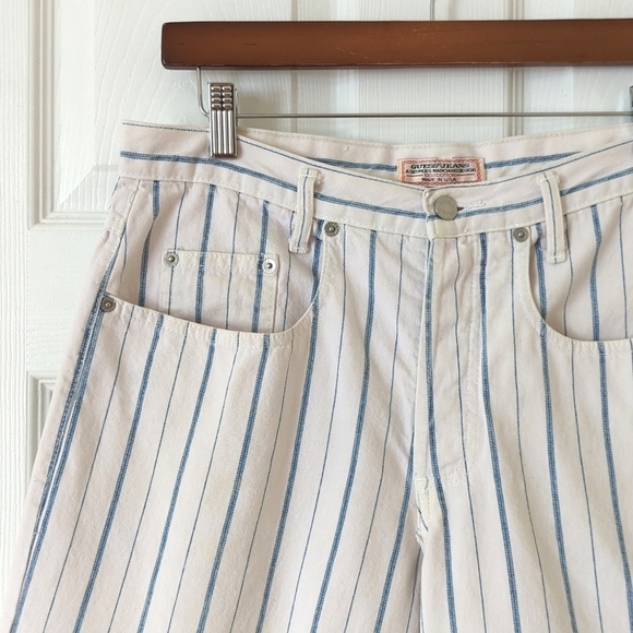 Guess by Georges Marciano 80's Vintage Relaxed High Rise Striped Jean Shorts 2 - Picture 6 of 12